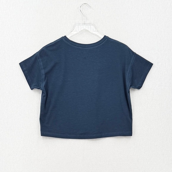 LULULEMON Cates Tee Womens 6 Blue Short Sleeve Cropped Pima Cotton T Shirt - Picture 6 of 14